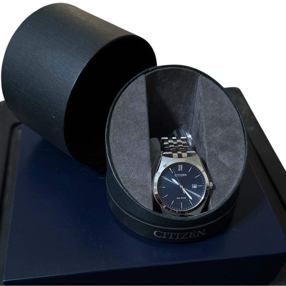 Citizen Men's Watch with Silver Band and Blue Dial